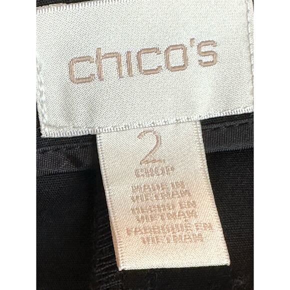 Chico's black flat front cropped pants size 2/ L-12 - Picture 3 of 9
